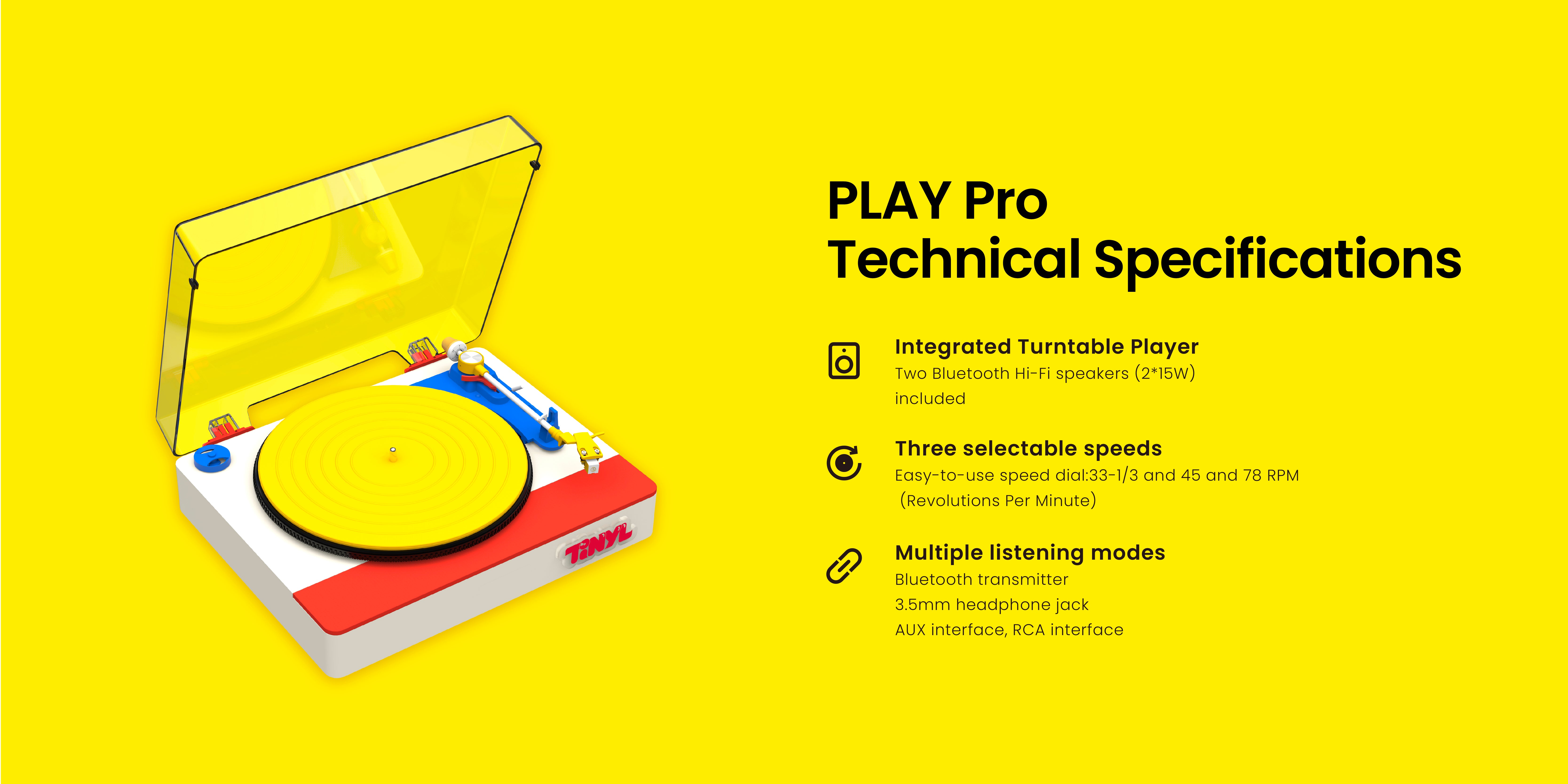 Tinyl Play Pro | Viral Memphis Dopamine Decor Record Player with