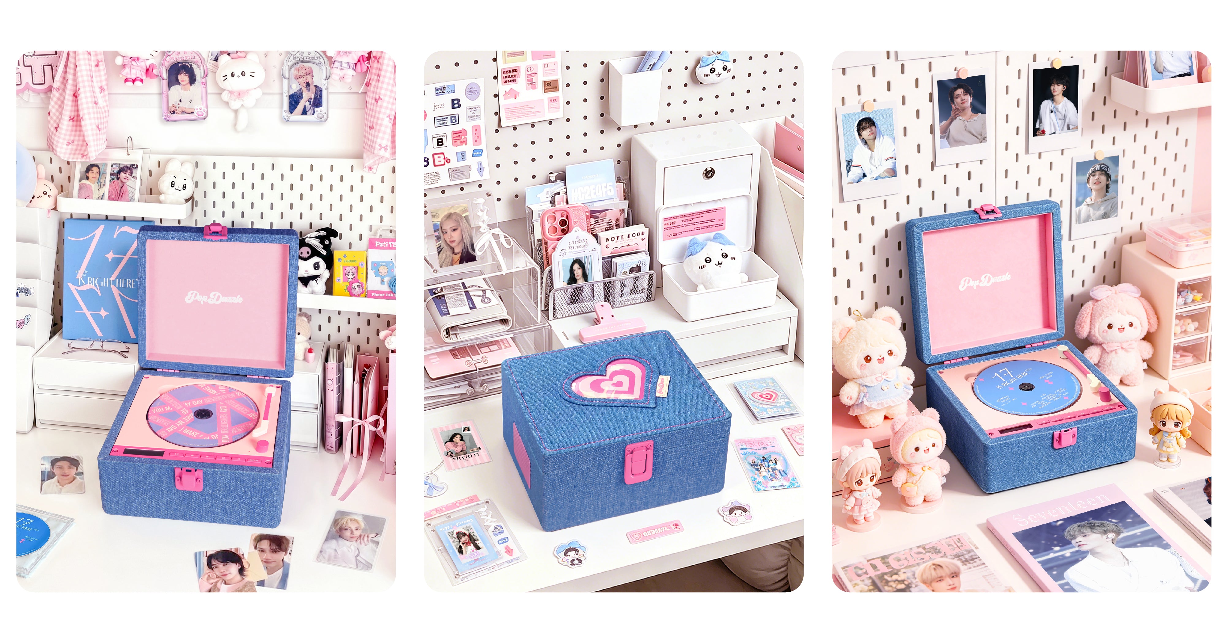 TINYL POP DAZZLE: Aesthetic Y2K Denim CD Player - K-Pop Photocard