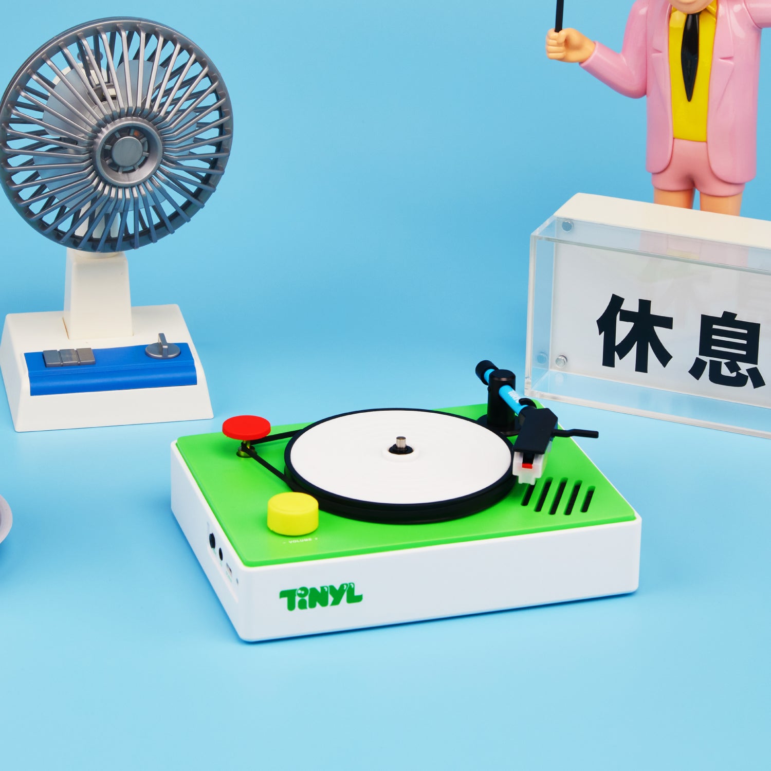 Tinyl NEO LOOP Mini Vinyl Player – 3-Inch Portable Turntable with Blue